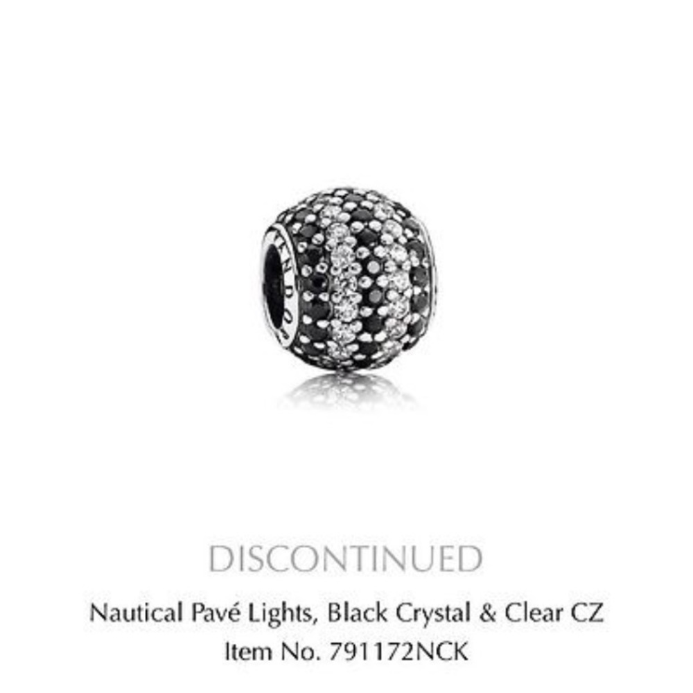 Pandora Charm Nautical Pave Lights, Blk and Clear